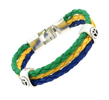 2016 World Cup National Flags Sports 3 Strands Rope Braided Surfer Leather Bracelets Fashion Men/Women Jewelry Bracelets