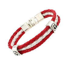 2016 World Cup National Flags Sports 3 Strands Rope Braided Surfer Leather Bracelets Fashion Men/Women Jewelry Bracelets