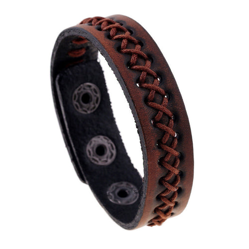 Casual Vintage Punk Wide Bracelets  Unique Design  Leather Bracelets & bangle for Women Men Fine Jewelry Wholesale