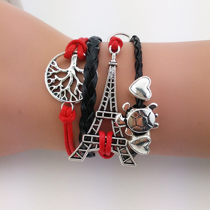 Eiffel Tower, Turtle & Tree Bracelet